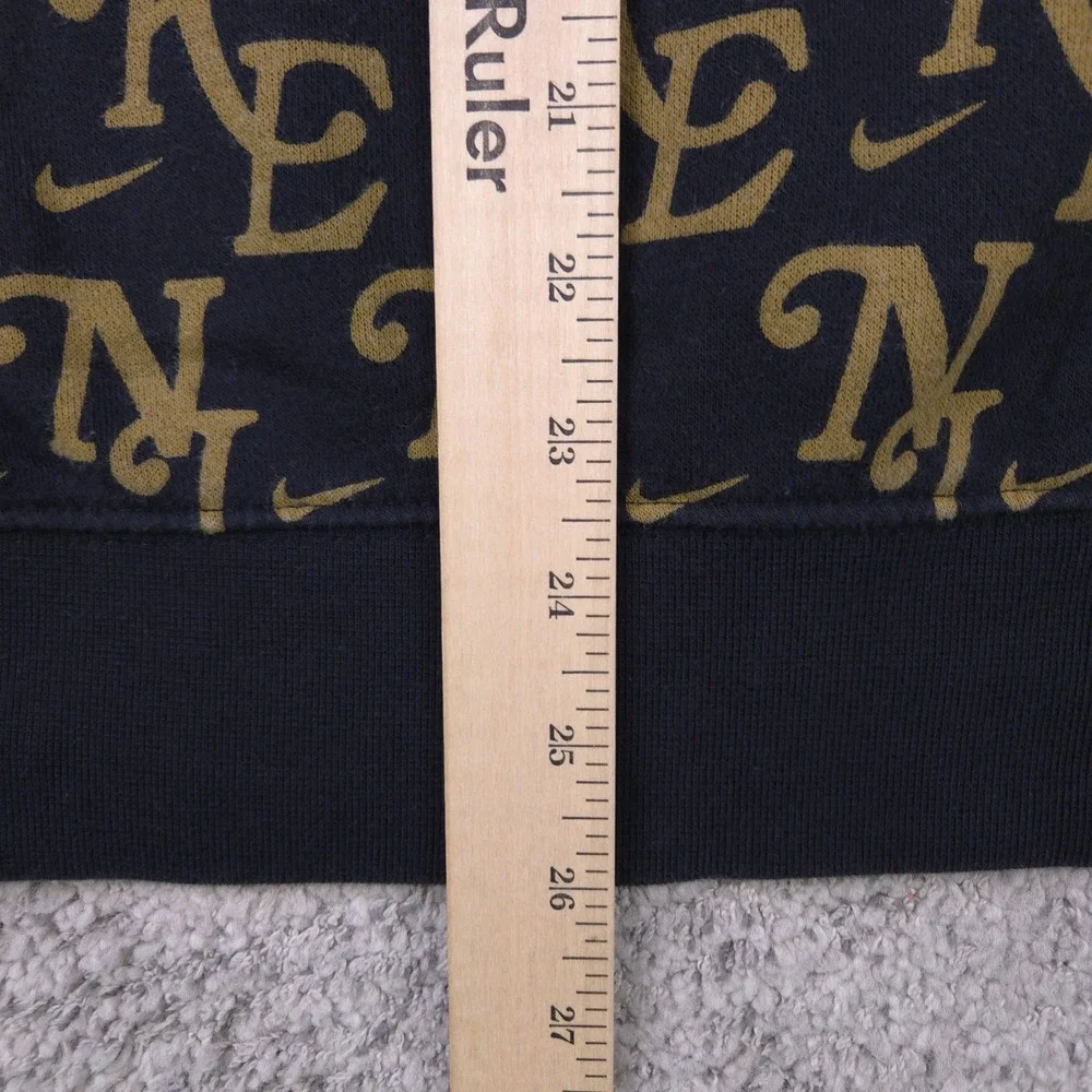 Nike Hoodie Mens Medium AOP Sweatshirt Fleece Sportswear Black Gold Monogram